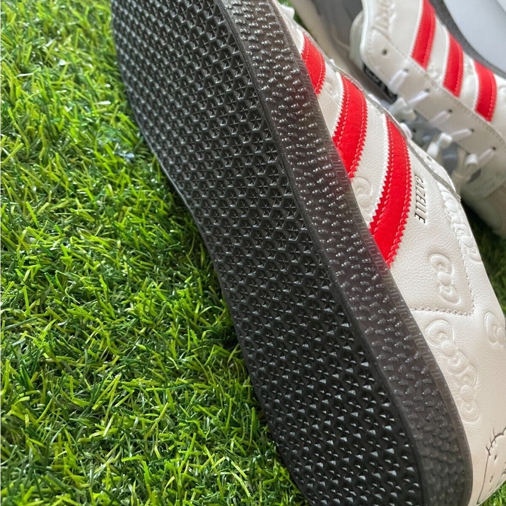 adidas White Red Gazelle Sneakers with Black Accents - Picture 5 of 5